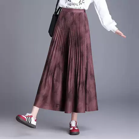 印花百褶裙半身裙女春季2025新款a字裙垂感遮胯气质单层国风长裙商品大图