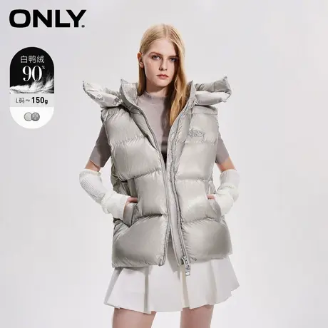 [ONLY奥莱]冬季新款90白鸭绒保暖连帽短款马甲羽绒服女商品大图