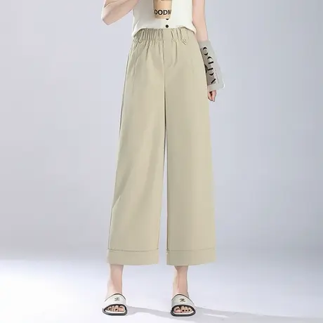 花苞高腰阔腿裤女夏季薄款休闲裤子2025新款小个子显瘦直筒九分裤商品大图