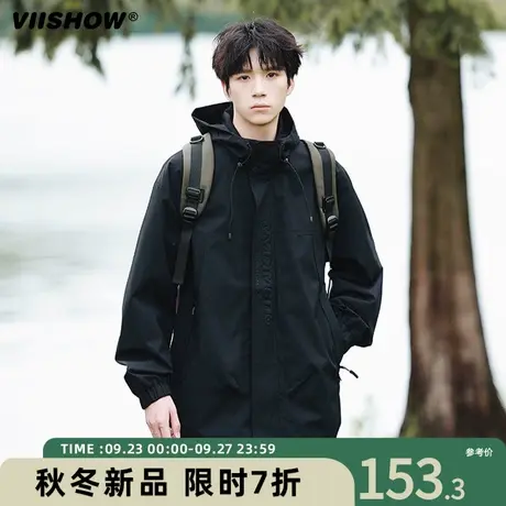 VIISHOW冲锋衣外套男户外登山防水连帽2023新款秋冬潮牌宽松夹克商品大图