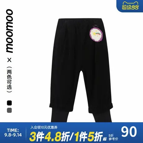 moomoo童装女童官方正品原创时尚假两件宽松舒适休闲裤秋冬季新款商品大图