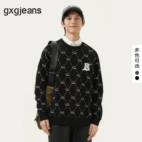 gxg.jeans男装卫衣2024年秋季新款圆领满印上衣商品大图