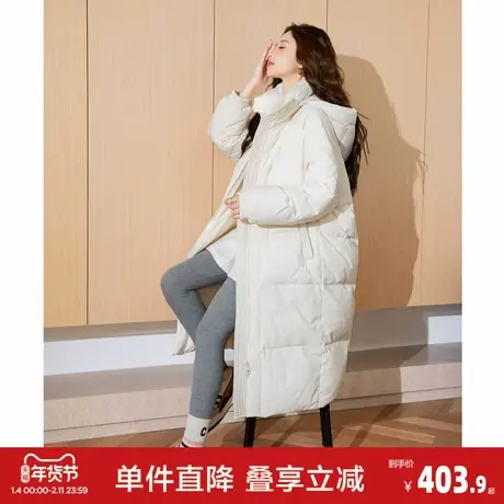 【防水】唐狮冬装女加厚长款羽绒服白色保暖防寒羽绒外套百搭图片