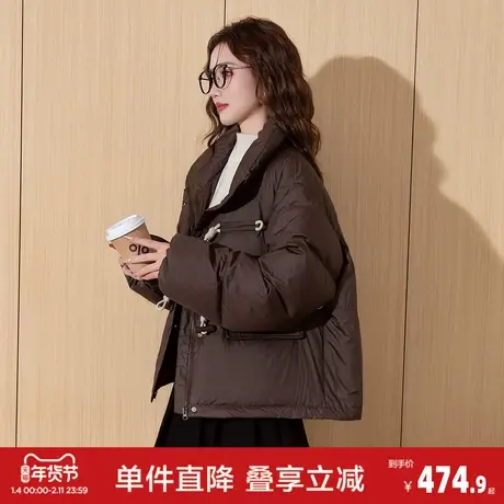 唐狮2026新款冬季立领仿牛角扣时尚面包服百搭减龄通勤羽绒服外套图片