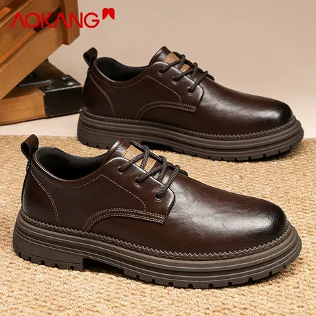 奥康男鞋2026新款商务正装休闲皮鞋软底增高英伦风通勤老板图片