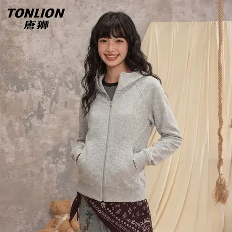 唐狮官方连帽外套女2026新款春季修身运动开衫卫衣帽衫显瘦上衣VC图片