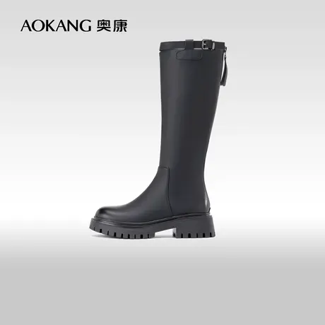 奥康女鞋 2023冬季新款时装靴靴子女不过膝时尚英伦骑士靴长筒靴图片