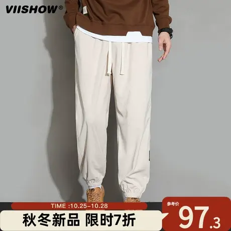 VIISHOW灯芯绒裤子男士春秋季宽松直筒阔腿卫裤潮牌运动休闲长裤商品大图
