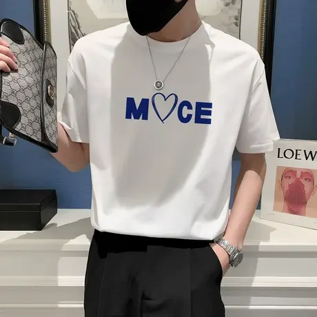 圆领短袖t恤男夏装新款字母潮流百搭情侣半袖上衣ins韩版潮牌体恤商品大图