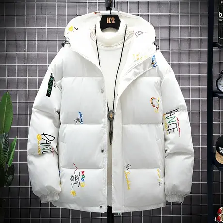 男士羽绒服2025新款青少年学生加厚连帽棉衣学生宽松亮面冬季外套商品大图