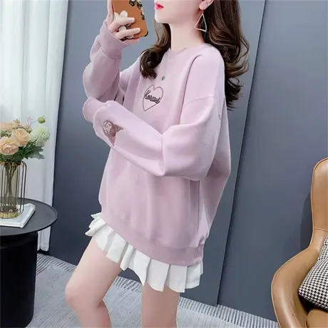 卡通刺绣圆领卫衣女士秋季2023新款女装洋气减龄宽松显瘦百搭上衣商品大图