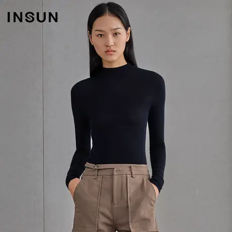 恩裳春季套头高领纯色山羊绒毛针织衫图片