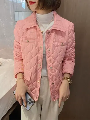 2023秋冬新款时尚轻薄小香风洋气小棉袄女宽松长袖韩版时尚外套潮图片