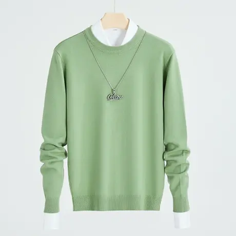 纯色针织打底衫男秋冬季修身内搭线衣男士圆领毛衣秋冬2023新款潮商品大图