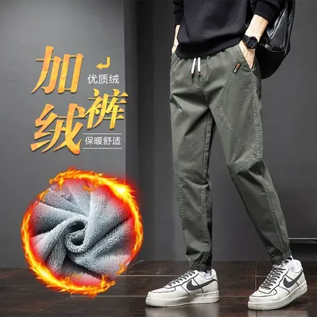 2024新款秋冬季男士加绒运动工装休闲长裤子加厚男裤防风保暖外穿商品大图
