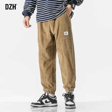 男士卡其色灯芯绒裤子男春夏潮牌宽松束脚休闲长裤百搭2023年新款商品大图