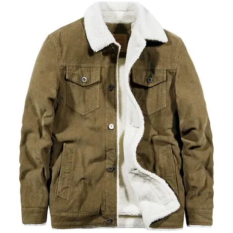 VIP冬季夹克男加绒加厚宽松灯芯绒外套韩版潮流羊羔毛工装棉衣服商品大图