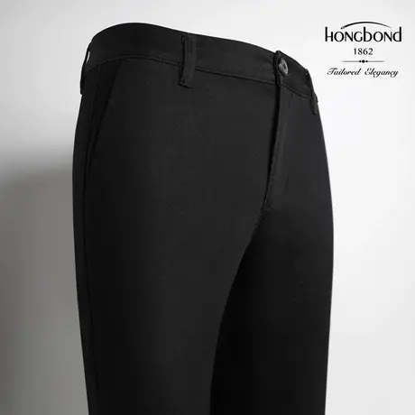 红邦创衣 2023秋冬工装裤天丝黑色免烫休闲裤男商务修身微弹长裤图片