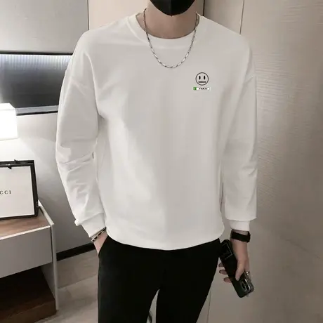 秋季男士t恤打底衫长袖修身个性百搭ins潮牌潮流时尚简约体恤卫衣商品大图