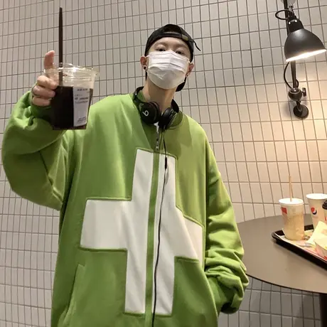 潮流宽松百搭拉链开衫休闲夹克男秋季外套ins港风立领棒球服上衣商品大图