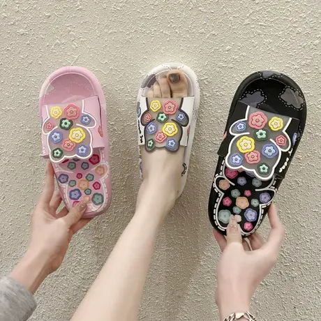拖鞋女2024新款室内家居一字拖女外穿百搭ins潮踩屎感防滑沙滩鞋商品大图