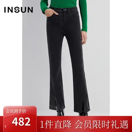 恩裳2022冬新品科技面料锁温保暖休闲弹力牛仔棉质喇叭裤商品大图