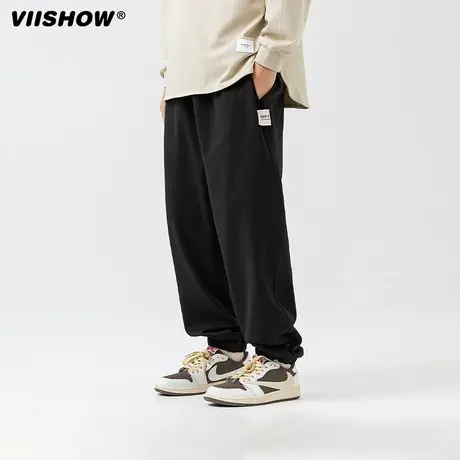 VIISHOW潮牌美式复古卫裤潮流束脚裤休闲裤欧美高街简约裤子男商品大图