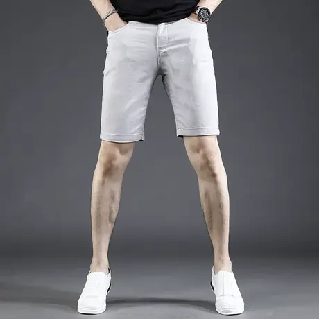 浅灰色休闲短裤男夏季薄款2022年新款修身百搭弹力男士五分运动裤商品大图