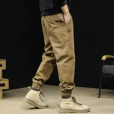 美式复古工装裤男2023新款潮牌休闲束脚男裤大码秋款弹力裤子秋季商品大图
