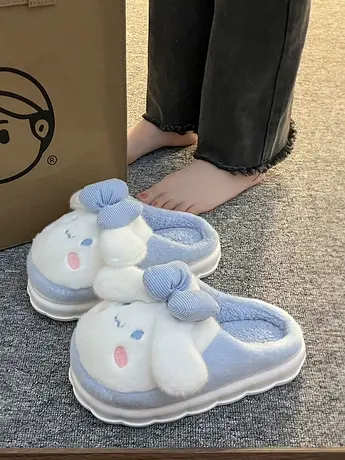 可爱包头棉拖鞋女外穿厚底加绒保暖防滑2023年秋冬季新款毛毛拖鞋商品大图