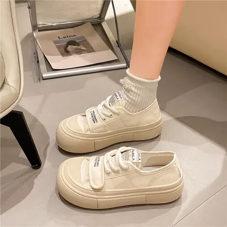 小白鞋女2023秋季新款耐穿港风时尚chic学生运动鞋舒适显脚小单鞋图片