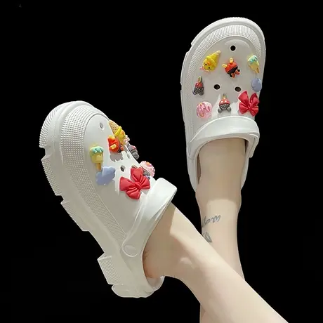 洞洞鞋女夏季外穿ins潮时尚可爱凉拖鞋松糕厚底两穿防滑包头凉鞋商品大图