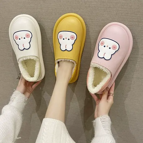 棉拖鞋女冬季室内家居防滑防水保暖可爱少女心卡通包跟棉鞋可外穿商品大图