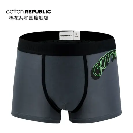 Cotton Republic/棉花共和国男士棉质平角内裤性感印花铁桶一条装商品大图