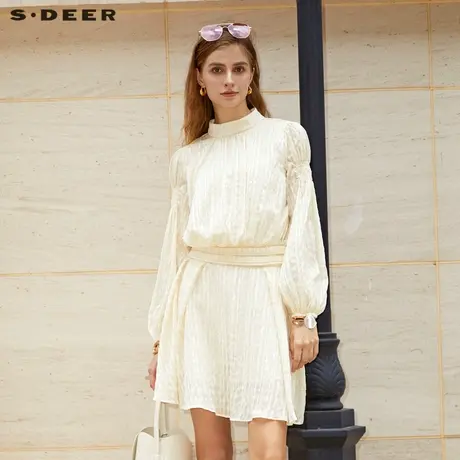 sdeer圣迪奥女装套装法式立领肌理泡泡袖衬衫S232Z0510商品大图