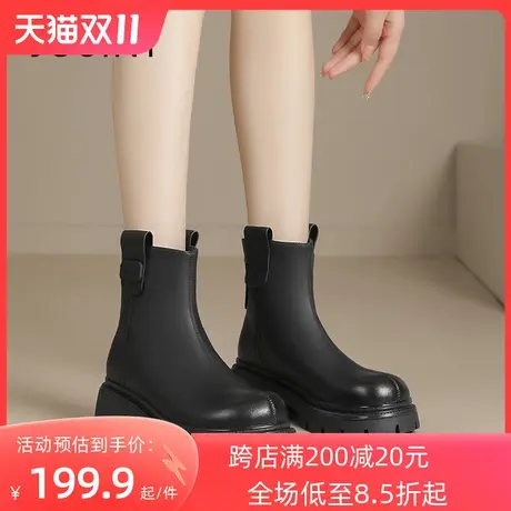 卓诗尼2023秋冬新款显瘦短筒靴潮流舒适后拉链马丁靴潮流气质女靴图片