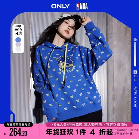ONLY2023冬季新款NBA联名款连帽满印中长款卫衣女|12319S016商品大图