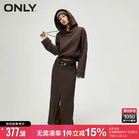 ONLY冬季气质百搭刺绣宽松连帽套装卫衣女|12348L001商品大图