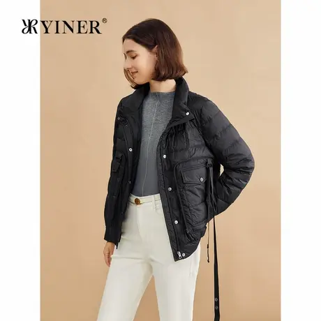 【蓬松云感】YINER音儿专选2024冬季新款立领短款白鸭绒羽绒服商品大图