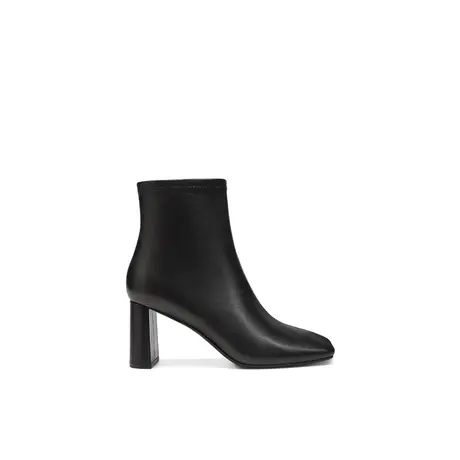 VME/舞魅拉链黑色简约短筒靴坡跟百搭烟筒纯色粗跟秋冬新款靴子女图片