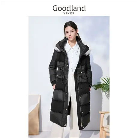 音儿美地女装2022冬季新款中长款狐狸毛领连帽设计感羽绒服商品大图