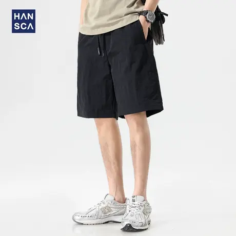 hansca防泼水皱感尼龙冰丝休闲短裤男夏季轻薄透气凉感运动五分裤商品大图