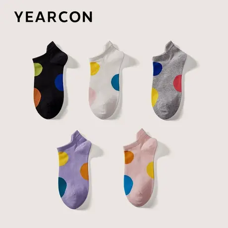 YEARCON/意尔康女袜女士浅口休闲夏季薄款透气船袜5双装女款袜子图片