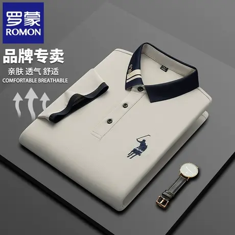 罗蒙高端商务男士刺绣POLO衫夏季轻薄翻领短袖t恤休闲半袖上衣N2Z图片