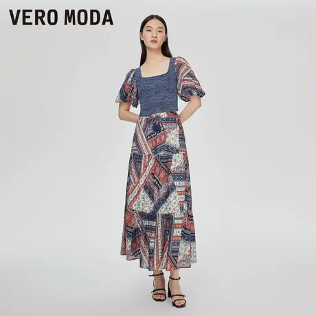 VeroModa奥莱上衣夏季清仓百搭舒适度假风短袖拼接淑女衬衫女流行图片