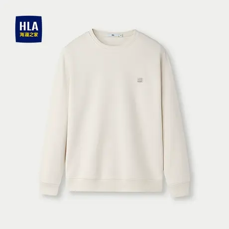 HLA/海澜之家圆领长袖T恤25春夏新精致提花纹理立体小标上衣男商品大图