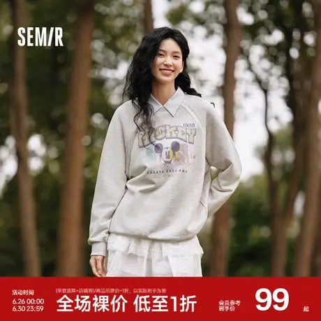 森马迪士尼米奇家族合作系列卫衣女中长款插肩袖2025新款宽松春装商品大图