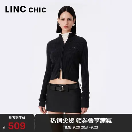 LINCCHIC金羽杰针织衫潮酷机能感立领毛绒感针织开衫女S233CR460Y商品大图