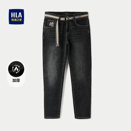HLA/海澜之家洗水工艺牛仔九分裤25秋冬新款加厚中腰五袋款裤子男图片