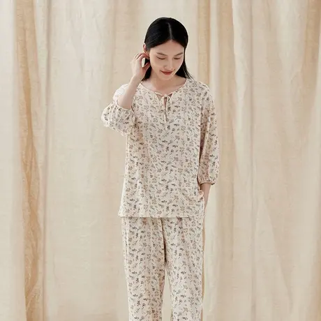 顶瓜瓜家居服女夏季款顶呱呱甜美可爱女士七分袖彩棉家居服套装商品大图